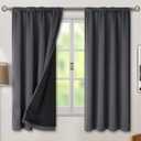 BGment Dark Grey 100% Blackout Curtains for Bedroom - Thermal Insulated Soundproof Light Blocking Dark Black Out Curtains 63 Inch Long, 2 Panels, Each 52 Inch Wide
