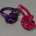 azuza 2 Pack Cat Collar Floral with Bell and Removable Flower Bowtie Breakaway Adjustable Velvet Fabric Cat Collar for Pets Valentine's Day Gift and Daily DecorationHot Pink & Purple (Neck: 8"-12")