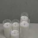 Raycare Flameless Candles Battery Operated with Remote Timer, Acrylic Flickering LED Pillar Candle for Halloween Decoration, Home Decor, Gift for Family and Friend, White, Set of 5