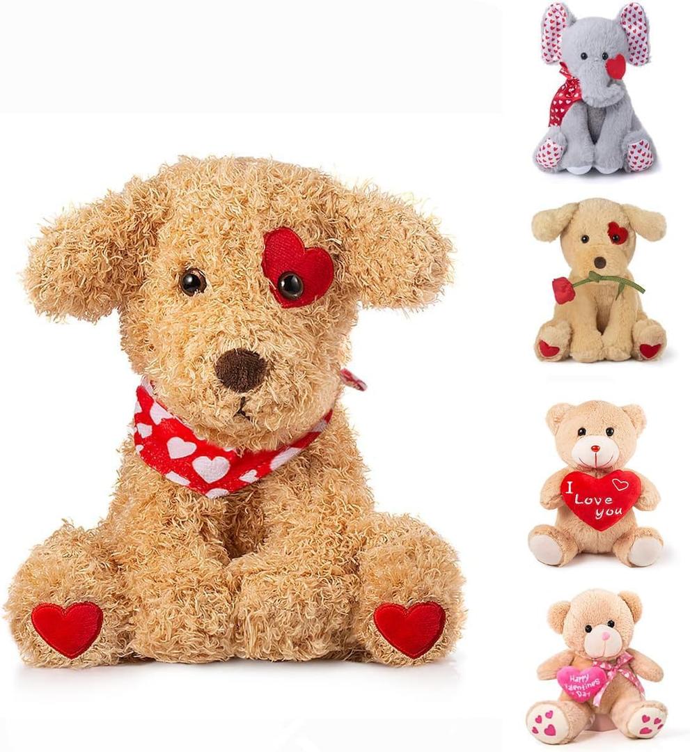 Valentine's Stuffed Animal, 11 Inch Dog, Ideal for Gifts for Friend (Puppy - one Pack)