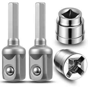 Lothee 2 Sets 1/2 Inch Scissor Jack Adapter for Hand Drill Alloy Steel Heavy Duty Socket Converter Rust Resistant for Scissor Car Jack Lifting Universal Automotive Tire Replacement Tool