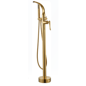 Stand Alone Tub Freestanding Free Stand Bathtub Faucets Filler, Bath Faucet Fixtures Combo with Sprayer, Unique Tub Fillers Freestanding (Gold)
