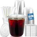 Homestockplus 100 Pack 12 oz BPA-Free Clear Plastic Cups with Lids and Straws - Leak-Proof Disposable Straw Cups, Iced Coffee Cups for Kids Drinks, Smoothies & To-Go Cold Beverages