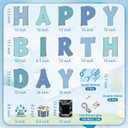Jetec 22 Pcs Happy Birthday Yard Sign with Stake, 16 Inch Personalized Age Sign with 30 Number Sticker and LED Lights(No Battery) for Outdoor Garden Lawn Decorations Party Supplies(Gradient Blue)
