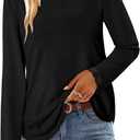 CRAZY GRID Womens Long Sleeve Shirts Casual Tops Lace Neckline Fall Fashion Clothes Winter Outfits Basic Tunic 2026 (Black, M)