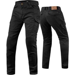 J.A.G. Motorcycle Riding Pants with Aramid Lining & CE Level 2 Armor Twill Cargo Motorcycle Protective Touring Pants (Black, XXL)