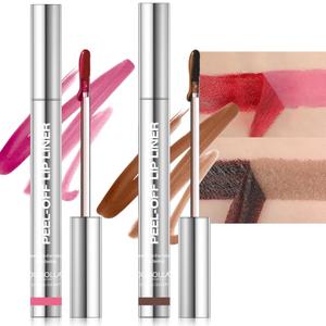 2 Colors Lip Stain Peel Off, Coffee & Mauve Lip Liner Stain Peel Off Tattoo Matte Lip-tint, Long Lasting, Waterproof, Transfer-proof, Moisturizing, Highly Pigmented Color for All Skin Types (00# Mauve & 02# Coffee)