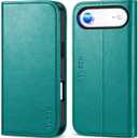 TUCCH Case Wallet for iPhone Air (6.5-Inch) 2025, 3 Card Slots | Kickstand | RFID Blocking | PU Leather | Protective Flip Folio Cover | TPU Shockproof Interior Shell | Cyan
