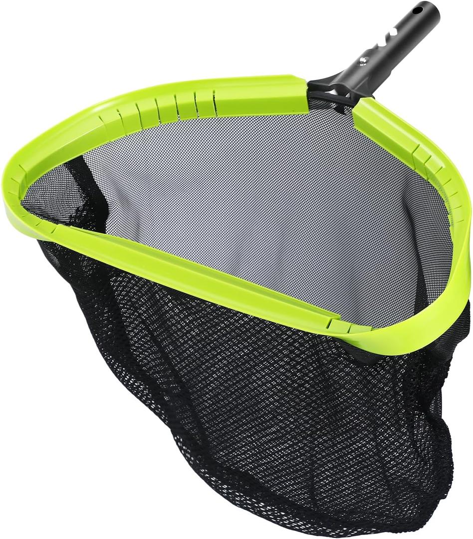 Pool Skimmer NetProfessional Swimming Pool Net Skimmer with Durable Nylon Deep Netting BagHeavy Duty Aluminum Frame & Handle Larger Capacity Pool Nets for Cleaning Finest Debris & Leaf (Green)