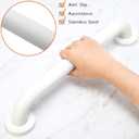 Shower Grab Bar, 2 Pack 16 Inch White Bathroom Grab Bar, 1.25" Diameter 304 Stainless Steel Anti-Slip Grab Bars for Bathtubs and Showers, Handicap Shower Grab Bar for Seniors Elderly, 