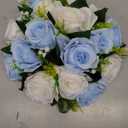 NUPTIO Large Artificial Flower Centerpieces - 2 Pcs 13.8in Diameter Dusty Blue & White Fake Flowers Roses Balls - Silk Faux Rose Arrangement for Tables Wedding Party Centerpiece Table Decorations