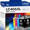 LC406XL Ink Cartridges High Yield Compatible for Brother LC406XL LC406 use to Brother MFC-J4335DW MFC-J4535DW MFC-J5855DW MFC-J6555DW MFC-J6955DW Printer (Black, Cyan, Magenta, Yellow, 4 Pack)