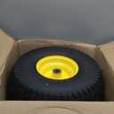 AR-PRO Exact Replacement 15" x 6.00-6" Front Tire and Wheel Assemblies Compatible with John Deere Riding Mowers 100 and D100 Series - 3" Centered Hub and 3/4" Bushings, 4Ply Pneumatic (Set of 2) (Yellow)