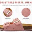 ONCAI Womens Flat Slide Sandals with Arch Support 2 Strap Adjustable Buckle Slip on Slides Shoes Non Slip Rubber Sole, Size 9