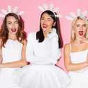 Sureio 3 Pcs Winter Snowflake Tutu Costume Christmas Woman Long Sleeved Dress Stocking White Headband for Cosplay Party (White, L)