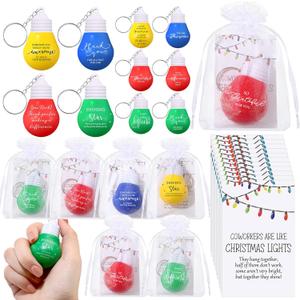 Landical 20 Set Christmas Appreciation Gift for Coworker Bulk Light Bulb Stress Ball Keychain Employee Christmas Gift for Staff Team (10 Styles)