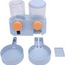 Pet Food Bowl, Multifunctional Hanging Pet Automatic Self Feeding and Waterer Set Large Capacity Smart Dual Bowl Design Pet Food Water Bottle Dispenser for Dogs Cats (Blue)