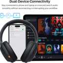 TOZO HT3 Hybrid Noise Cancelling Headphones, 90H Battery Life Wireless Over Ear Bluetooth 6.0 Foldable Headset, AI Voice Assistant with 5 Mics, Connect 2 Devices and Hi-Res Sound, 32 EQ Audio Presets (Titanium Black)