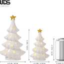 WDS WONDROUS Ceramic Christmas Tree White with Lighted Decor, 2 Pcs Christmas Trees Figurines with Lights, Small Xmas Tree with Star for Tabletop Mantel Shelf Fireplace (5.1x5.1x9.0in, White and Gold)