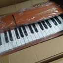 UISCOM Digital Piano Keyboard 88 Key Semi-Weighted for Beginners,Full Size Electric Piano with Stand,Triple Pedal,Adapter,Sheet Music Stand,Headphone,USB-MIDI Compatible,Wood Brown, URS25 with Stand