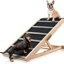 Dog Ramp for Bed - Extra Wide 17’’, Non-Slip Rubber Surface Excellent Traction, Pet Ramp for Small Large Dogs to Get on High Couch Car, Hold up to 200lb, Adjustable, Foldable