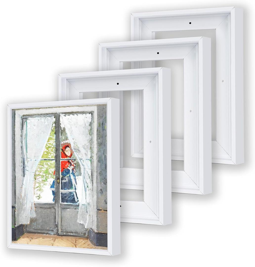 4 Pack Floater Frames for 16"x20"Art Paintings with 0.6"~0.9"Deep White