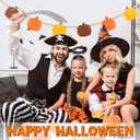 2 x YUNAI Pumpkin Halloween Garland, Wooden Beads & Felt Pumpkin Decor, Thanksgiving & Christmas Fall Decor, 2