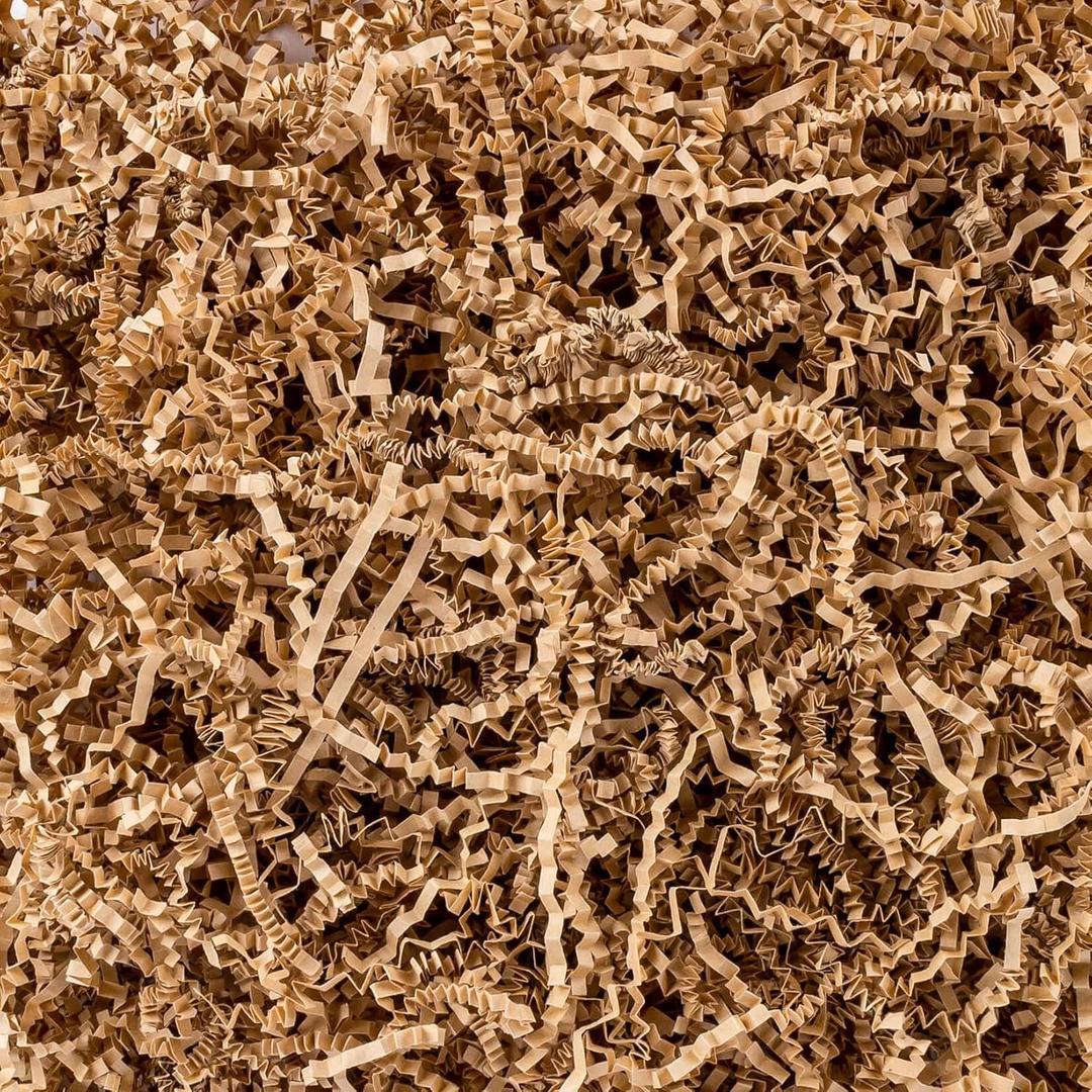 Sukh Christmas Paper Shred Filler - Crinkle Cut Paper Shred Filler Shredded Tissue for Halloween Thanksgiving Brithday Easter Wedding Gift Basket Filler Raffia Grass Paper Stuffing Decorative Craft Box Bags Wrapping Supplies 4.9OZ (Kraft)