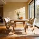 Dining Chairs Set of 2, Velvet Comfortable Seats, Mid-Century Modern Living Room Chairs, Upholstered Kitchen Chairs with Wooden Legs and Padded Seat for Bedroom Office Easy Assembly, Beige