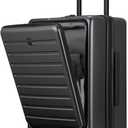 LEVEL8 Carry On Luggage with Compartment, 20 Inch Lightweight Hard Shell Rolling Suitcase with Wheels Airline Approved with Front Pocket, Double Tsa Locks, Grey (21.6" x 14.9" x 10.2")