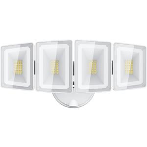 USTELLAR 100W 10000lm Floods Light Outdoor, Switch Controlled LED Security Lights with 4 Adjustable Heads, 5000K Daylight, IP65 Waterproof, Bright Exterior LED Flood Light Hardwired Yard-White