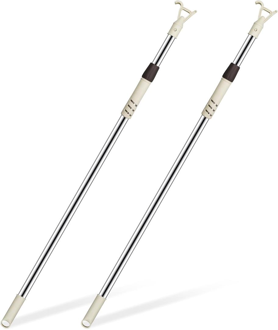 2Pcs Telescoping Skylight Rod Pole with Hook 41-63Inch Wand for Blinds Shutters Adjustable Tension Rod for Blind Shades Curtain Pull Wand for Skylight Cordless Window