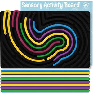 Sensory Board for Kids Durable Silicone Sensory Activity Board Sensory Toys for Kids with Autism, ADHD, Anxiety & StressToddlers Calming Travel Essentials Fidget Toy for Kids 3+ & Adults
