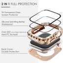 2 x Surace 2 in 1 Waterproof Bling Case Compatible for Apple Watch Series 9/8/7 41mm Screen Protector, Lace Edge Diamond Protective Bumper Face Cover for iWatch Accessories Women 41mm, Rose Gold