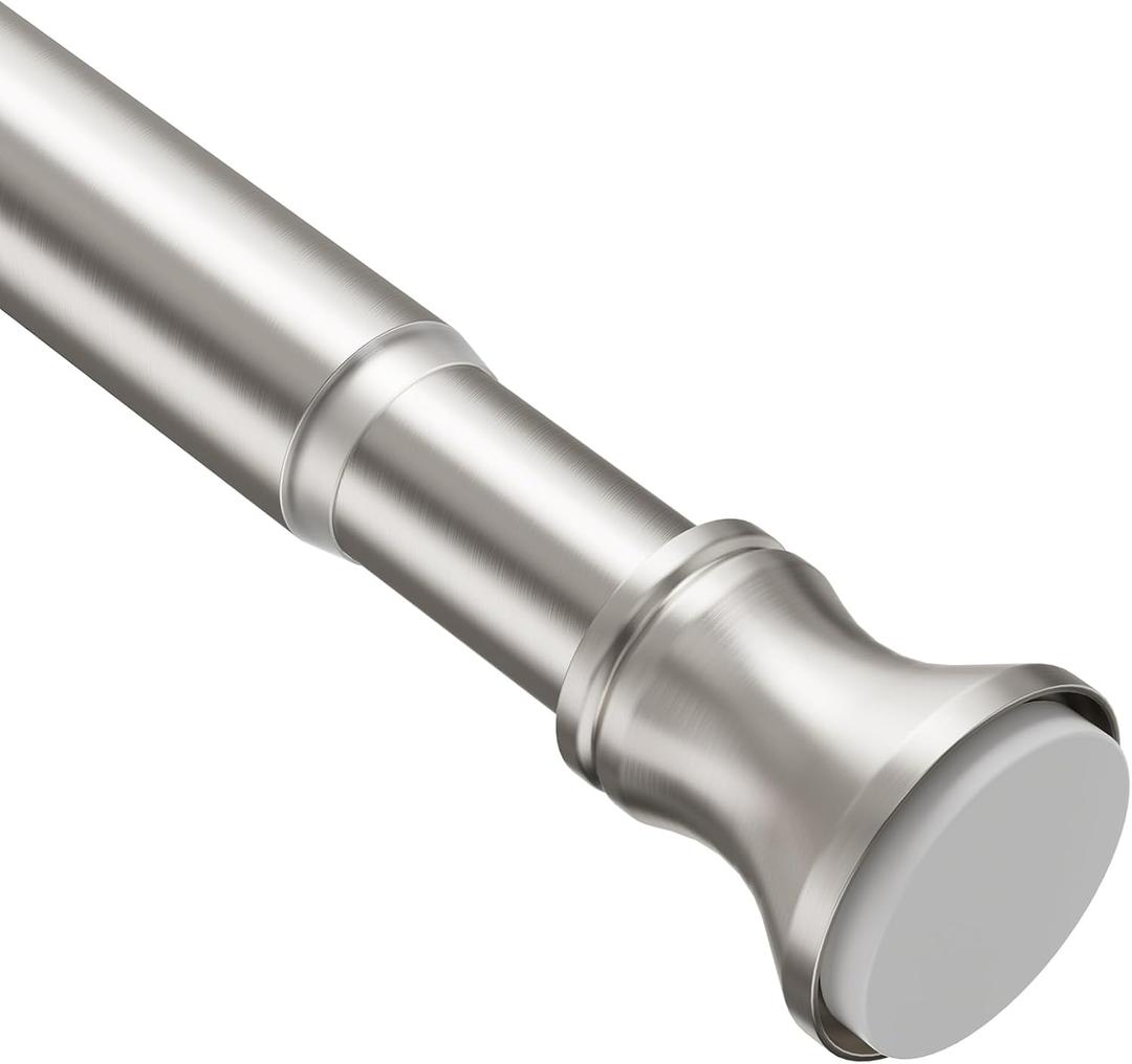 Amazer Spring Tension Shower Curtain Rod, 54-90 Inches Rust-Resistance Tension Curtain Rod Bathroom Rod, Adjustable Shower Curtain Rod No Drill, Nickel (54-90 Inches, Nickel)