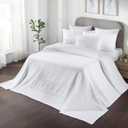 VHC Brands 100% Cotton Waffle Weave White Oversized King Size Blanket 120x120, Decorative Cotton Throw Blanket, Boho Farmhouse Bedroom Decor for Bed, Couch, or Sofa