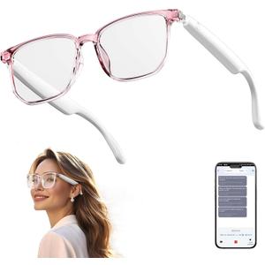 AI Smart Glasses, Bluetooth 5.4 Translation Glasses with 144 Language & Accents, Blue Light Filtering Lenses, Multifunctional Smart Glasses for Men Women, Travel Meeting Trade Business HYC8 White