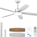 Ceiling Fans with Lights, 52 inch Smart Ceiling Fan with Remote/APP Control, Ultra Silent, 6 Speeds, Dimmable, Modern Flush Mount Low Profile Ceiling Fan for Bedroom Indoor/Outdoor (Nickle)