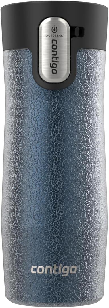 Contigo AUTOSEAL West Loop Vacuum-Insulated Stainless Steel Travel Mug with Easy-Clean Lid, 16 oz, Crystal Blueberry