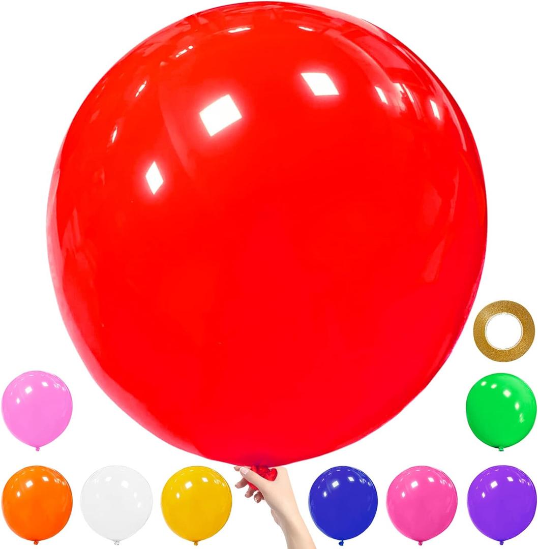 9Pcs Big 36 Inch Balloons, assroted giant balloon, Latex Ballons, Large Balloons for Birthday Wedding Party Decorations.