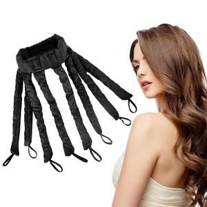 Bicico Heatless Hair Curler, 8 Removable Curling Claw Strips, Adjustable Headband, Soft Satin No Heat Curlers for Long Hair, Lazy Hair Curler, Heatless Curls for Women Curls Wave (Black)