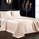SiinvdaBZX 4Pcs Satin Sheet Set Queen Size Ultra Silky Soft Blush Satin Queen Bed Sheets with Deep Pocket, 1 Fitted Sheet, 1 Flat Sheet, 2 Envelope Closure Pillowcases, Standard Queen