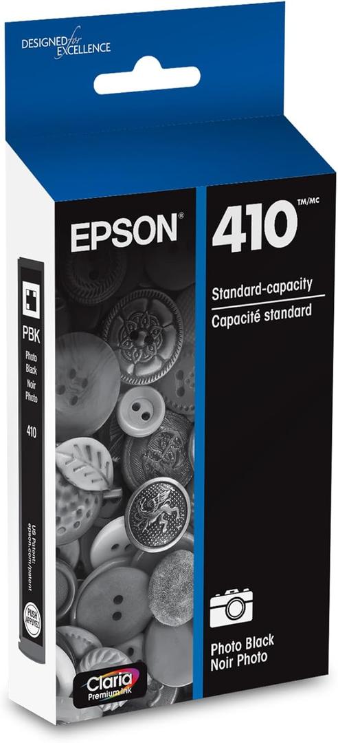 EPSON 410 Claria Premium Ink Standard Capacity Photo Black Cartridge (T410120-S) Works with Expression Premium XP-530, XP-630, XP-640, XP-7100, XP-830