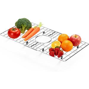 24" x 12" Stainless Steel Sink Protector - Large Sink Rack for Bottom of Sink Kitchen Grid Centered Drain
