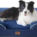 Bedsure Orthopedic Dog Beds Large Sized Dog - Washable Large Dog Cat Bed Waterproof, Comfort Dogs Couch Sofa with Washable Removable Cover, Pet Bed with Nonskid Bottom, Blue Navy, 35"