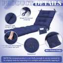 Kigley Outdoor Chaise Lounge Cushions with 3 Side Pocket 74.5 x 22 x 4.7 Inch Patio Chaise Lounge Cushion, Water-Repellent and Fade-Resistant Tufted Summer Replacement(2 Pcs,Navy Blue,Solid Color)
