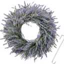 24" Wreaths, Spring Wreaths, Artificial Lavender Wreath for Front Door, with Welcome Sign Wreath Hanger, for Spring, Summer, Autumn,Winter, Indoors,Outdoors, corridors, Offices. (Purple)