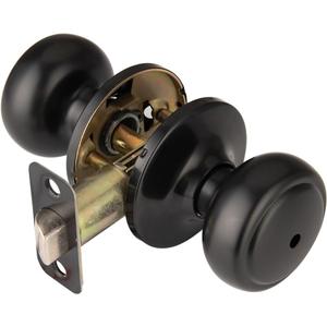 Matte Black Door Knobs,Interior Door Knob with Lock,Coastal Style Door knob for Privacy and Bedroom (Bath or Privacy) (1)