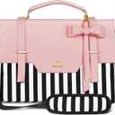 MATEIN Laptop Bag for Women, 15.6 inch Slim Computer Briefcase Sleeve Case, Lightweight Cute Girly Messenger Shoulder Carrying Work Tote Bag with Rfid Pocket, Sister Gifts for School Girl Office, Pink