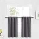 RYB HOME Blackout Cafe Curtains 30 inch Length, Short Light UV Heat Blocking Energy Saving Privacy Curtain Tiers for Basement Bathroom Kitchen Window, Width 29 by Length 30, Grey, 2 Panels